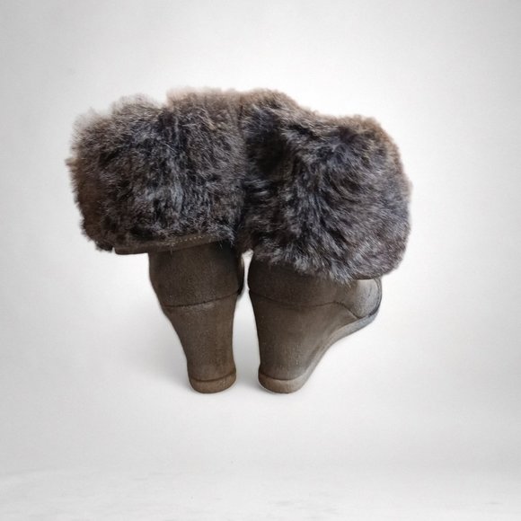 *5/35* Pegabo Tan Suede Faux Fur Trimmed Lace Up Winter Boots  Size 6.5 - Picture 5 of 16